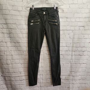 Bullhead Denim Co Jeans Womens 24 Moto Grey Rocker Mid-Rise Skinny